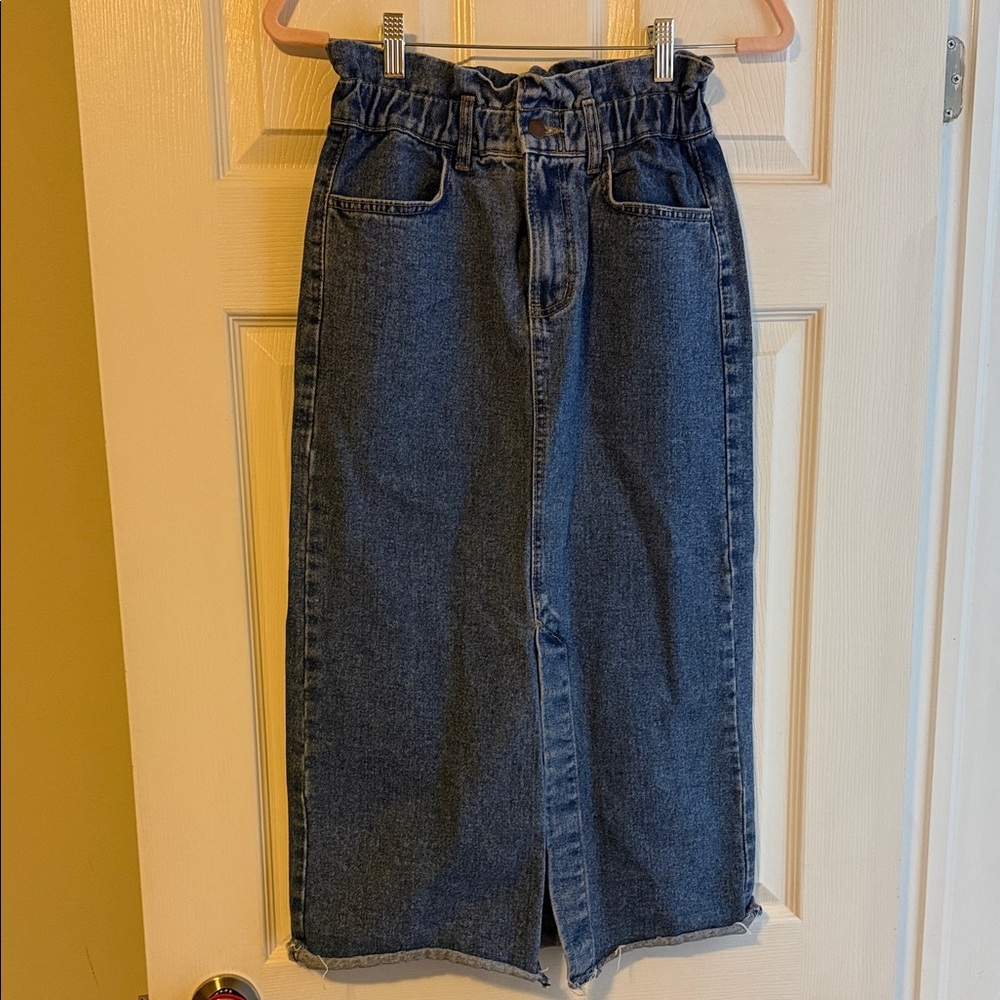 OAK + FORT Blue Denim Pencil Skirt